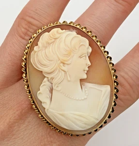 Kamee Portrait Twist Edge Brosche Anhänger 9 kt 9 kt Rotgold - Bild 1 von 10