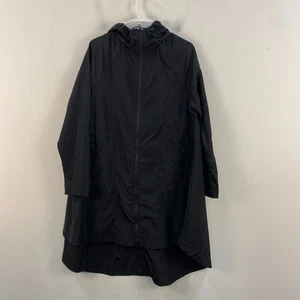 Athleta Womens XS Jacket Coat Black Wind Breaker Rain Zip Pockets Hi Low 10972 - Picture 1 of 9