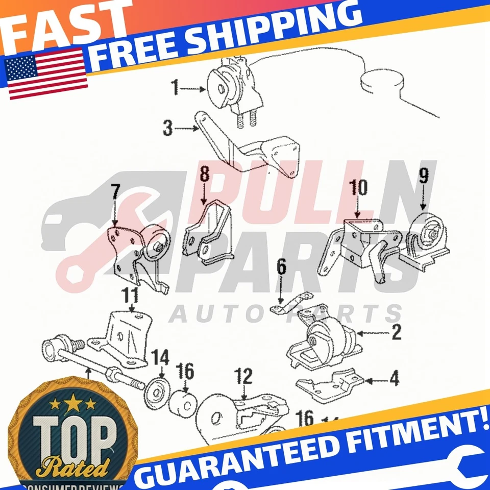 Montaje motor Toyota MR2 91-95 - derecha, pieza # 1236274190 - calidad premium Foto 1 de 2