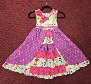 Jelly the Pug Girls Size 12 Whimsical Long Ruffled Floral Polka Dot Dress - Picture 1 of 3