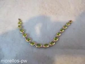 VINTAGE 14 KT WHITE GOLD PERIDOT TENNIS BRACELT 14.00 CT OVAL PERIDOT GEMSTONE - Picture 1 of 12