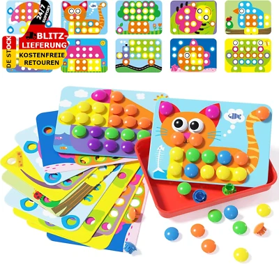 AMOSTING Steckspiel Ab 2 3 Kinderspiele Zum Lernen Von Farben, Spielzeug 20 Bildvorlagen