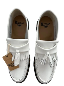 Dr. Martens Adrian Yellow Stitch Tassel Loafer Shoes White Smooth ( 12US ) - Picture 1 of 8