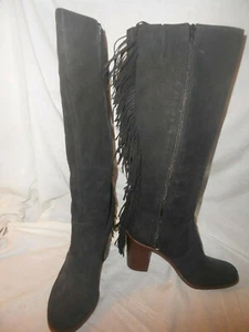 Gianni Bini Damen schwarz Wildleder Leder Stiefel Fransenrücken 9 1/2 M - Bild 1 von 7