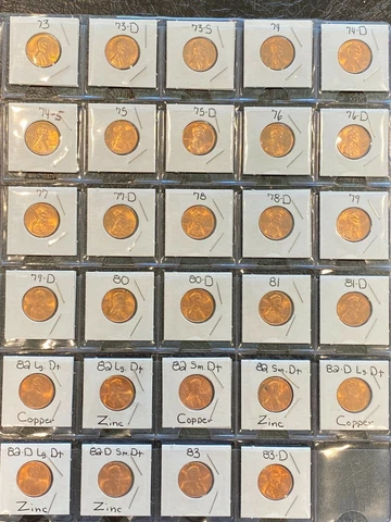Complete Red choice/gem BU Memorial cent set 1973-1983 29 coins! Cover
