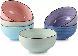 Ceramic 24 Oz Cereal Bowls Set, Deep Soup Bowls, 5.9 Inch Porcelain Kitchen Bowl - Picture 1 of 7