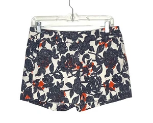 Ann Taylor Shorts Womens 2 Blue Red Floral Chino Mid Rise Beach Vacation Stretch - Picture 1 of 8
