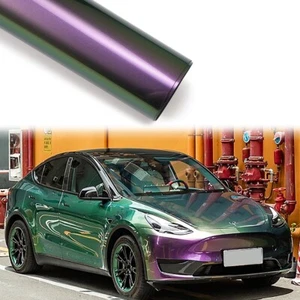 Chameleon Green to Purple Car Vinyl Wrap Sparking Diamond Glitter Car Body Film - Picture 1 of 12