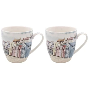Sandy Bay Set of 2 Mugs Beach Seaside Nautical Gift Boxed Fine China Tea Coffee - Picture 1 of 2