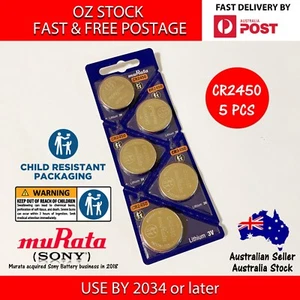 5x MURATA(ex-SONY) CR2450 300mAh Lithium Battery Coin Cell - FAST POST AUS STOCK - Picture 1 of 10