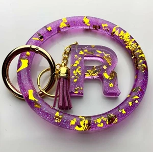 Sparkling Purple  Keychain Bangle Bracelet Set Keychain Wristlet - Picture 1 of 1