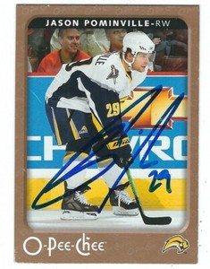 Autographed 2006-07 O-PEE-CHEE JASON POMINVILLE Buffalo Sabres Card #55- COA