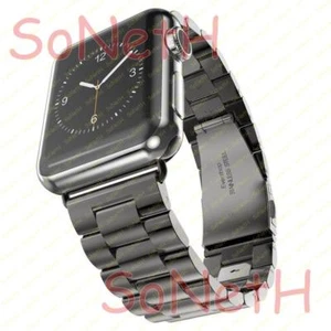 CINTURINO METALLO FIBIA A FARFALLA APPLE WATCH NIKE+ SERIE 3 38mm A1858 NERO - Foto 1 di 3