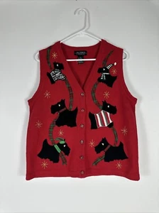 All Points By Reference Point Scottie Dog Christmas Vest Red Size Large RARE - Picture 1 of 11