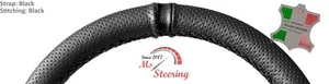 CUBIERTA DE VOLANTE DE CUERO PARA MINI PACEMAN 14-16 PERF CORREA ELEGIDA 2 NEGRO STI - Imagen 1 de 7