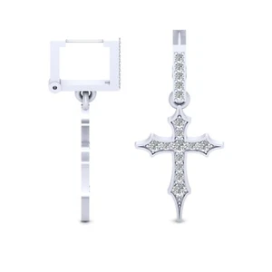 Simulated Diamond Holy Cross Dangle Hoop Earrings Sterling Silver Christmas Gift - Picture 1 of 6