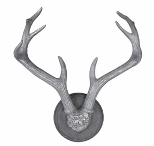 Wanddeko Geweih Silber Hirschgeweih Chalet Wandfigur Wandskulptur Jagdtrophäe - Bild 1 von 6