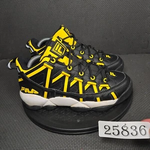 Fila Stackhouse Spaghetti Shoes Boys Sz 7 Black Yellow Trainers Sneakers - Picture 1 of 10