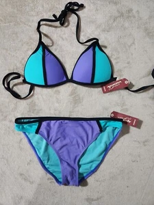 NWT Arizona Jean Company Swimwear 2 Piece Bikini Set Turquoise & Purple Size XL  - Picture 1 of 10