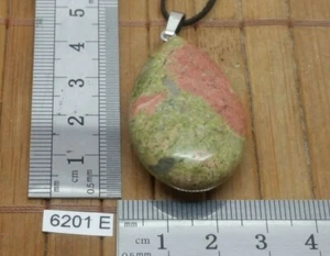 Pendentif grosse UNAKITE XL 40 mm + CORDON REGLABLE reiki collier - Picture 1 of 3