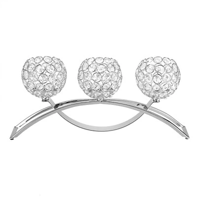 Candelabro de cristal de 3 brazos candelabro plateado romántico decoración de mesa de boda Foto 1 de 4