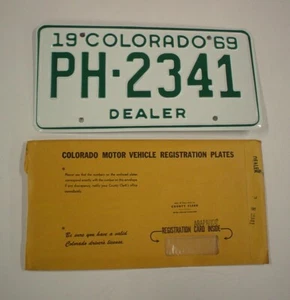 Old 1969 Colorado Dealer License Plate PH-2341 Arapahoe County Vintage - Picture 1 of 5