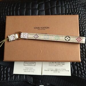 Authentic Louis Vuitton Monogram Multicolor Cell Phone Strap White & Empty Box