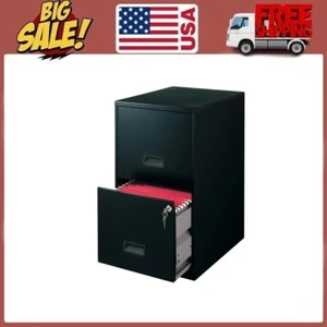Space Solutions 18" Deep 2 Drawer Letter Width Vertical File Cabinet, Black - Picture 1 of 13