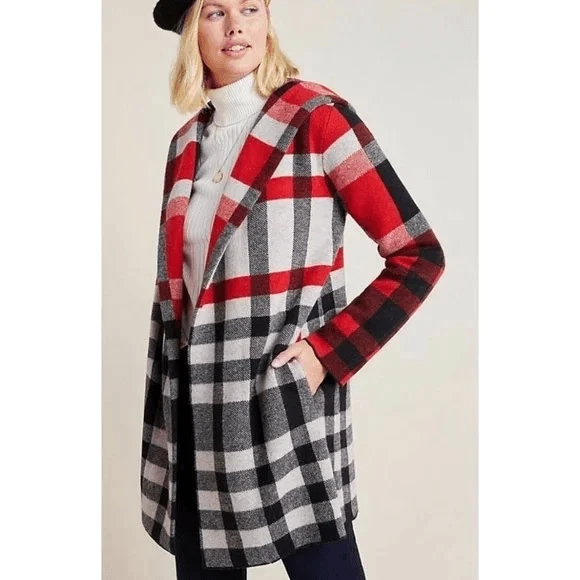 Anthropologie Field & Flower Cressida Hooded 100% Wool Sweater Coat Size XS - Image 1 of 4