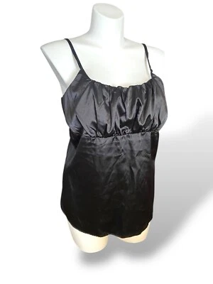 Хлопковый экспресс черный собранный в Рюш топ бак эластичной 90-х кокетка готический размер 3 X - Изображение 1 из 4