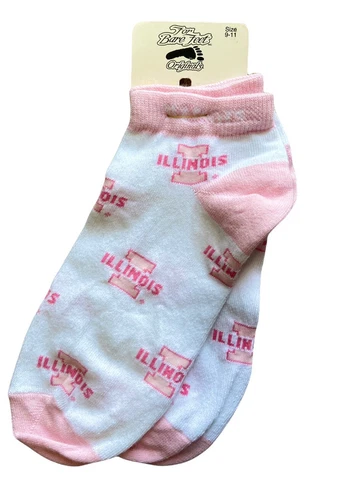 Illinois Fighting Illini Womens Socks - VTG NCAA College Jersey Logo Go Team Cover
