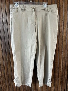 Talbots Perfect Skimmer Cropped Capri Women's Size 12 Tan Cotton Stretch - Picture 1 of 9