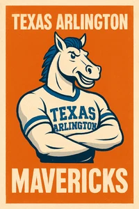 NCAA College Mascot Logo Poster 12x8in Metal Sign Vintage Texas Mavericks t - Picture 1 of 1