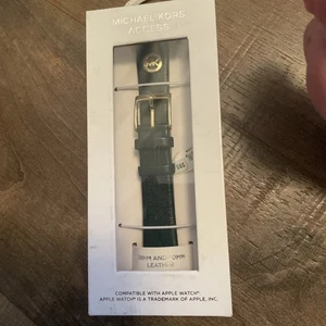 Correa de reloj Michael Kors Apple Bands cuero verde bosque 38 mm 40 mm MKS8044 nueva - Imagen 1 de 5