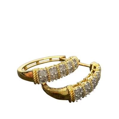 Stunning 1/2 Carat Natural Diamond Hoop Earrings - Image 1 of 4