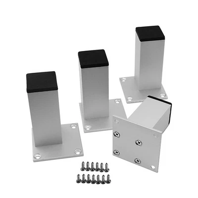 4 шт. 4-дюймовые матовые серебряные металлические ножки для мебели, квадрат, диван, шкаф, стол - Изображение 1 из 4