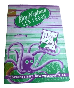 MENÚ DE COLECCIÓN MARISCOS REY NEPTUNO NUEVO WESTMINSTER COLUMBIA BRITÁNICA CANADÁ c1950 - Imagen 1 de 3