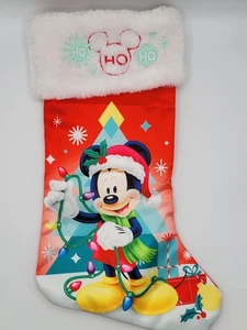 Disney Mickey Mouse 18 Zoll Weihnachten Satin/Kunstfell Strumpf von Ruz - Bild 1 von 8