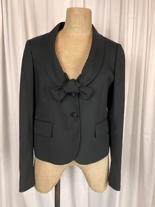 Blazer giacca corta lana nero Valentino Roma con colletto sciallato con fiocco taglia 46 - Foto 1 di 13