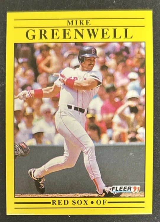 Tarjeta de béisbol Fleer Mike Greenwell 1991 #96 Medias Rojas DE MUY BUEN ESTADO O/C Foto 1 de 2