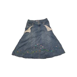 Candies Vintage Girls Denim Skirt Embroidered No Slit Modest Size 12 Prairie - Picture 1 of 12
