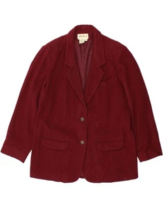 EDDIE BAUER Womens 2 Button Blazer Jacket UK 18 XL Burgundy Wool CQ01 - Picture 1 of 2