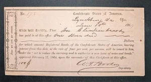 1864 Confederate Interim Depositary Receipt - Lynchburg, Va - Picture 1 of 3