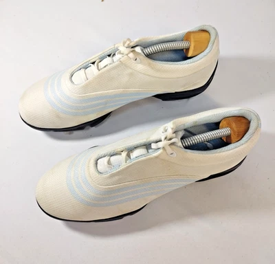 Zapatos de golf Adidas para mujer talla 7 tacos blancos/azules zapatos clavos suaves Foto 1 de 4