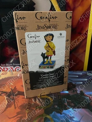 Jim Shore Coraline & Black Cat Yellow Raincoat Stone Resin Figure Statue - Image 1 of 4