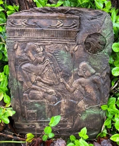 Vintage King Tut Garden Plaque Pictorial Scene Cast Relief Nefertiti Thone Snake - Picture 1 of 5