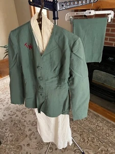 Vtg TWA Flight Attendant Uniform 1950s Aqua Jacket Skirt Slip - Picture 1 of 22