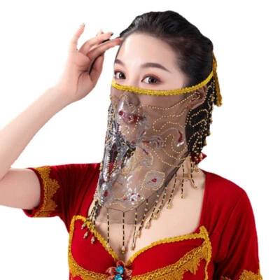 Sexy Women Lady Glitter Tassel Face Veil Party Dancing Belly Dance Costume Decor - Image 1 of 4