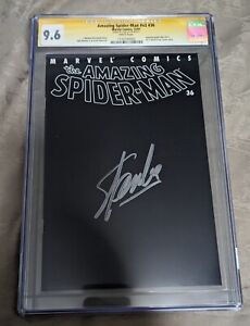 Amazing Spider-Man Rare Large Silver Stan Lee Signed Autograph V2 #36 CGC 9.6 