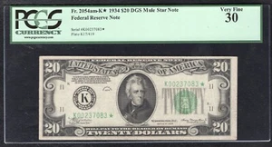 FR.2054-K* 1934 $20 *STAR* FRN FEDERAL RESERVE NOTE DALLAS, TX PCGS VERY FINE-30 - Picture 1 of 2